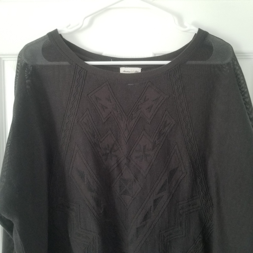 Anthropologie Black Embroidered Pullover Blouse - Picture 2 of 6